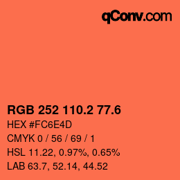 カラーコード: RGB 252 110.2 77.6 | qconv.com