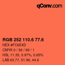 カラーコード: RGB 252 110.6 77.6 | qconv.com