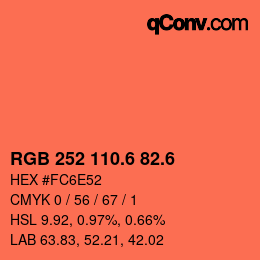 カラーコード: RGB 252 110.6 82.6 | qconv.com
