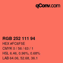 カラーコード: RGB 252 111 94 | qconv.com