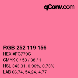 Color code: RGB 252 119 156 | qconv.com