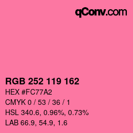 Color code: RGB 252 119 162 | qconv.com