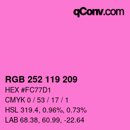 Color code: RGB 252 119 209 | qconv.com
