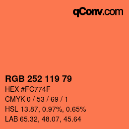 カラーコード: RGB 252 119 79 | qconv.com
