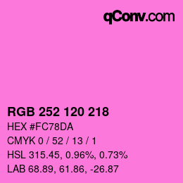 Color code: RGB 252 120 218 | qconv.com