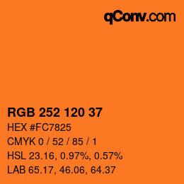 Color code: RGB 252 120 37 | qconv.com