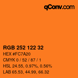 Color code: RGB 252 122 32 | qconv.com