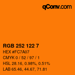 カラーコード: RGB 252 122 7 | qconv.com
