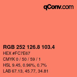 カラーコード: RGB 252 126.8 103.4 | qconv.com
