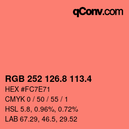 カラーコード: RGB 252 126.8 113.4 | qconv.com
