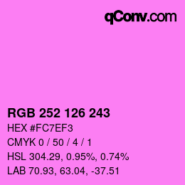 颜色代码: RGB 252 126 243 | qconv.com