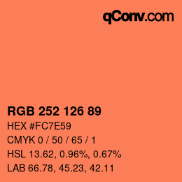 Color code: RGB 252 126 89 | qconv.com