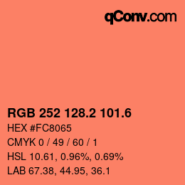 カラーコード: RGB 252 128.2 101.6 | qconv.com
