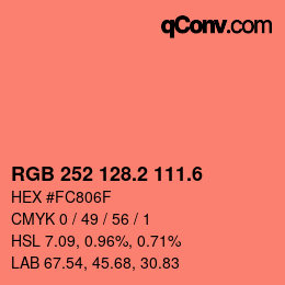 カラーコード: RGB 252 128.2 111.6 | qconv.com