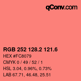 カラーコード: RGB 252 128.2 121.6 | qconv.com