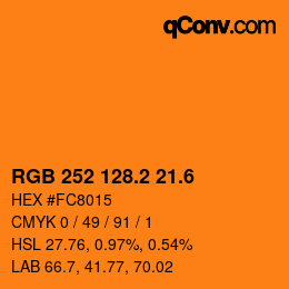 カラーコード: RGB 252 128.2 21.6 | qconv.com