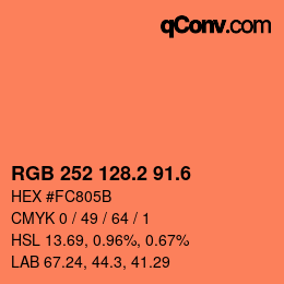 カラーコード: RGB 252 128.2 91.6 | qconv.com
