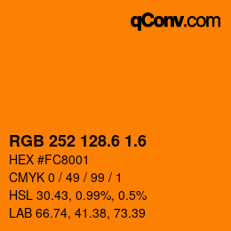 カラーコード: RGB 252 128.6 1.6 | qconv.com