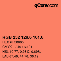 カラーコード: RGB 252 128.6 101.6 | qconv.com