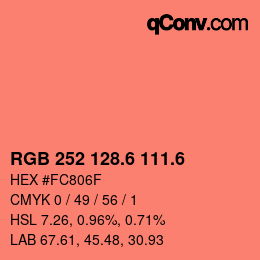 カラーコード: RGB 252 128.6 111.6 | qconv.com