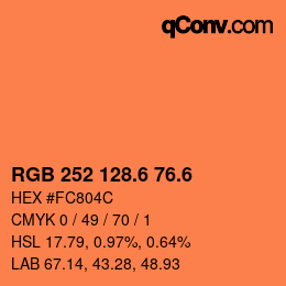 カラーコード: RGB 252 128.6 76.6 | qconv.com
