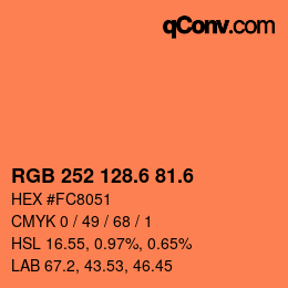 カラーコード: RGB 252 128.6 81.6 | qconv.com