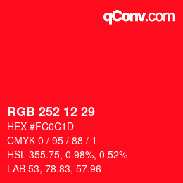 Farbcode: RGB 252 12 29 | qconv.com
