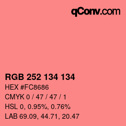 Color code: RGB 252 134 134 | qconv.com