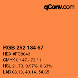 Color code: RGB 252 134 67 | qconv.com