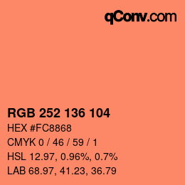 Color code: RGB 252 136 104 | qconv.com