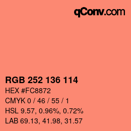Color code: RGB 252 136 114 | qconv.com