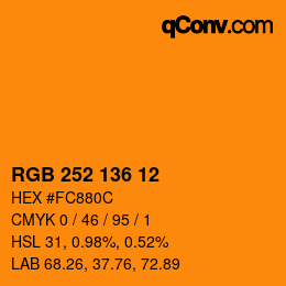 Color code: RGB 252 136 12 | qconv.com