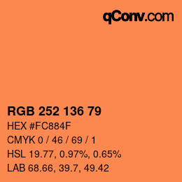 Color code: RGB 252 136 79 | qconv.com