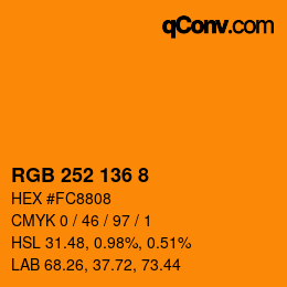 カラーコード: RGB 252 136 8 | qconv.com