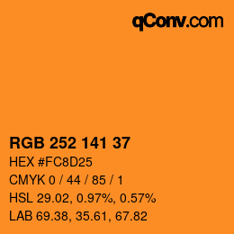 Color code: RGB 252 141 37 | qconv.com