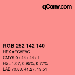 Color code: RGB 252 142 140 | qconv.com