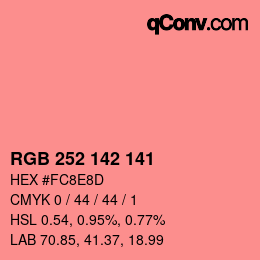 Código de color: RGB 252 142 141 | qconv.com