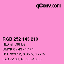 カラーコード: RGB 252 143 210 | qconv.com