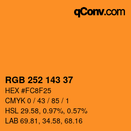 Color code: RGB 252 143 37 | qconv.com