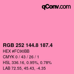 カラーコード: RGB 252 144.8 187.4 | qconv.com