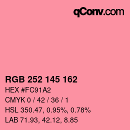 Código de color: RGB 252 145 162 | qconv.com
