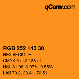 颜色代码: RGB 252 145 30 | qconv.com