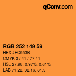 Color code: RGB 252 149 59 | qconv.com