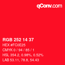 Color code: RGB 252 14 37 | qconv.com