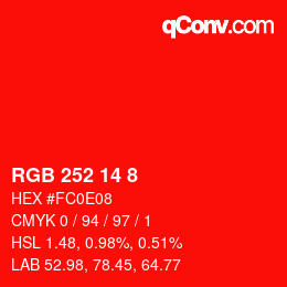 Farbcode: RGB 252 14 8 | qconv.com