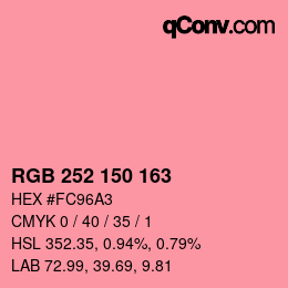 Color code: RGB 252 150 163 | qconv.com