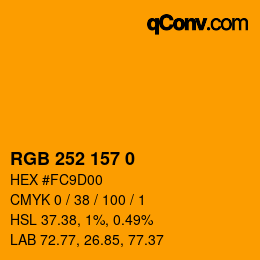 Color code: RGB 252 157 0 | qconv.com