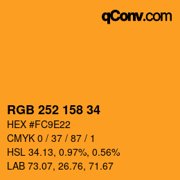 颜色代码: RGB 252 158 34 | qconv.com