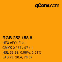 カラーコード: RGB 252 158 8 | qconv.com