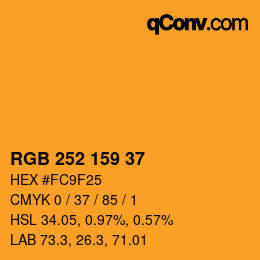 カラーコード: RGB 252 159 37 | qconv.com